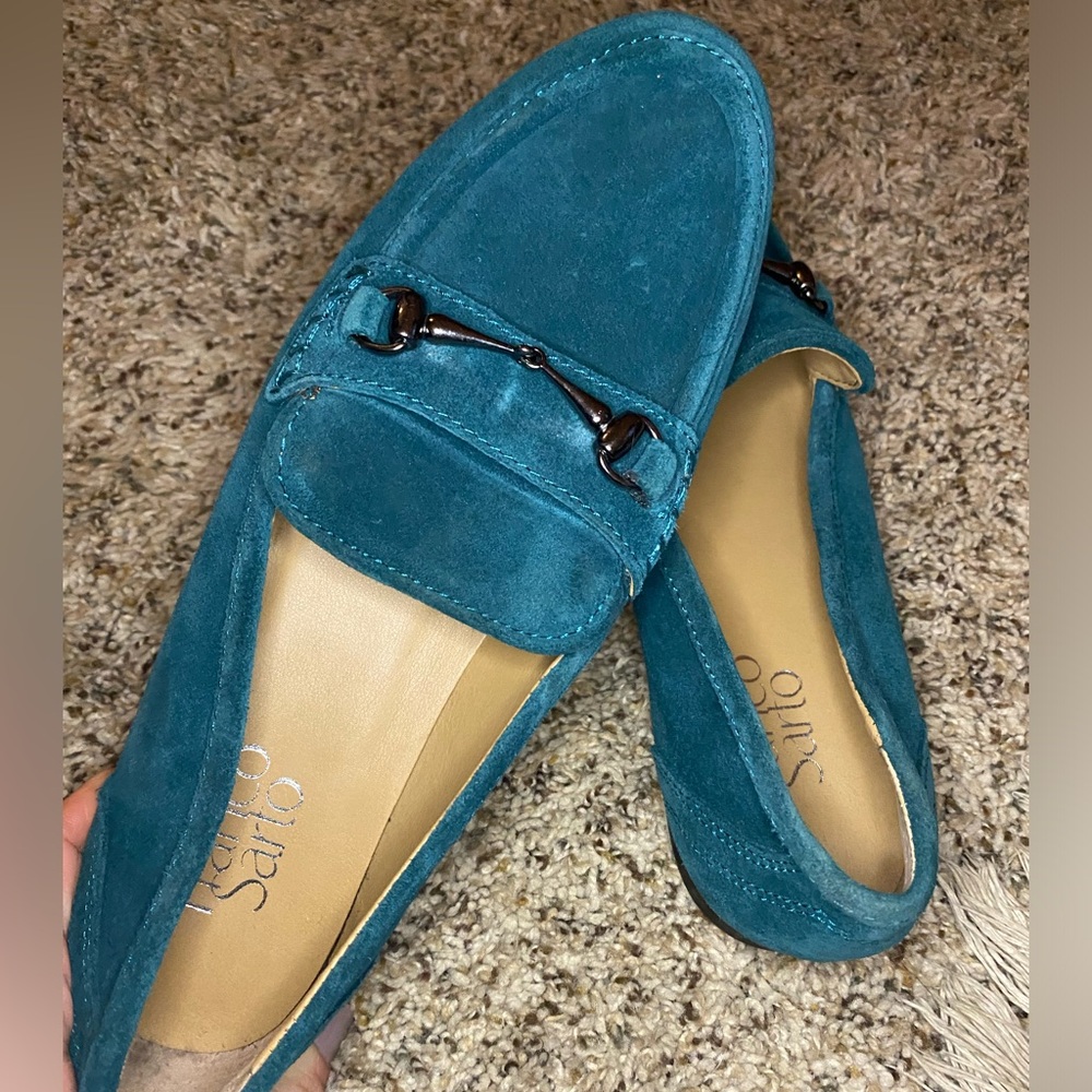 Franco Sarto Teal Suede Loafers
